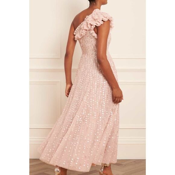 needle & thread Raindrop One-Shoulder Ankle Gown pebble UK12/US8 - Picture 6 of 11